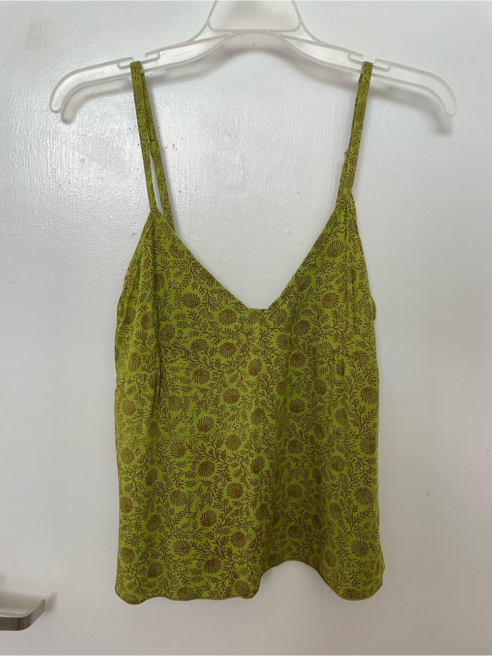 Floral Olive V-Neck Satin Cami Top
